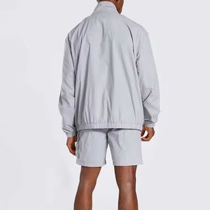 Ensemble de survêtement d'été personnalisé pour homme, deux pièces, avec fermeture éclair, coupe-vent en polyester, veste courte et short - Product Image 5