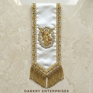 Handmade Gold Bullion Wire Embroidery Masonic Regalia <b>Collar</b> Sash Custom Fraternal Lodge Velvet Sashes With Gold Fringe Trim - Product Image 6