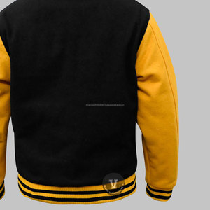 Veste universitaire en cuir de vachette véritable pour hommes avec col montant en laine mélangée Letterman College Jacket en traitement enduit de XXS-7XL - Product Image 5