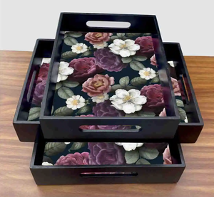 ถาดเสิร์ฟไม้ทรงสี่เหลี่ยมพิมพ์ลายเคลือบอีนาเมล ดีไซน์ใหม่จากอินเดีย สำหรับโรงแรมและร้านอาหารจากอินเดีย - Product Image 2