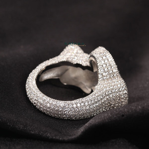 925 Silver Rose <b>Gold</b> <b>Cocktail</b> <b>Ring</b> With Moissanite Letter Design Pave Setting Women's Luxury Party Jewelry - Product Image 5