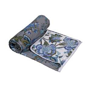 100% Pure Cotton Printed Dohar Made From Natural Cotton Dohar Hand Block Printed Beautiful <b>Blanket</b> New Floral Print Cotton Dohar - Product Image 1