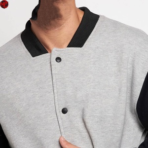 <b>Men's</b> Gray Black Color Block Varsity <b>Jacket</b> Knit Corduroy <b>Track</b> Casual Sports Outerwear Wholesale <b>Men</b> Baseball <b>Jacket</b> - Product Image 3