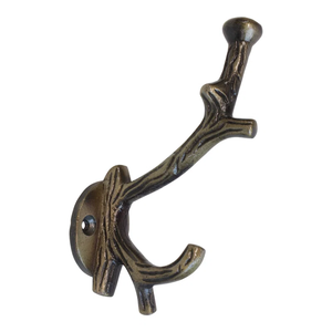 Nautical Double Fish Hook <b>Wall</b> Mount Antique Gold Coastal Decorative Hanger Heavy Duty Cast Metal Anchor Style Hook for <b>Clothes</b> - Product Image 4