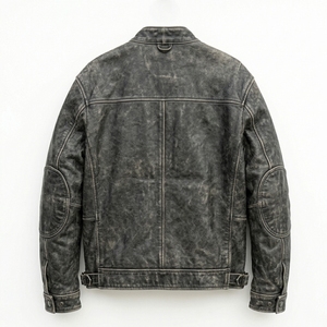 Blouson en cuir de moto rétro vieilli pour homme, style vintage en cuir de vachette, manteau de motard personnalisé, vêtement d'extérieur de motard, fabricant de blousons vieillis - Product Image 2