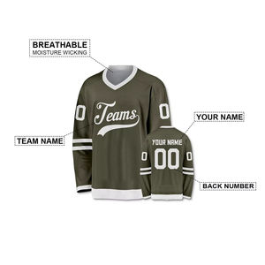 Camisetas de Hockey sobre Hielo Transpirables Hechas en Fábrica, Totalmente Impresas, 100% Poliéster, Manga Larga, Jersey Deportivo para Hombre - Product Image 5