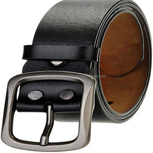 Ceinture de luxe décontractée pour hommes en cuir véritable personnalisée en usine cuir noir grain supérieur avec boucle réglable - Product Image 1