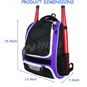 Waterproof Casual Solid Polyester Baseball Sports <b>Backpack</b>-Eco-friendly Breathable Nylon <b>Big</b> Capacity Arcuate Shoulder Strap - Product Image 3