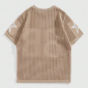 Mens Mesh Football Jersey Knit Short Sleeve T <b>Shirt</b> Open Work Graphic Number 86 <b>Star</b> Sleeve Custom Retro Streetwear - Product Image 4