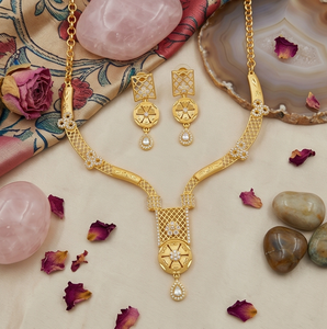 ดิวิโร ลักชัวรีชุดสร้อยคอและต่างหูแบบคลาสสิกชุบทอง 24K ปรับความยาวได้ เหมาะสำหรับผู้หญิง งานแต่งงาน งานปาร์ตี้ และทุกโอกาส - Product Image 4