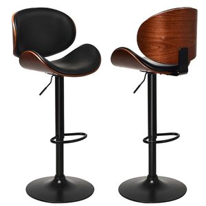 Set of 2 <b>Adjustable</b> Swivel PU Leather Bar <b>Stools</b> with Curved Footrest Premium Comfort and Style - Product Image 2
