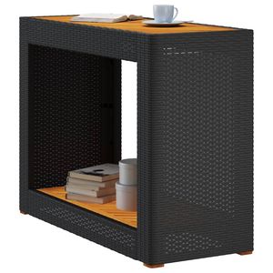 Tavolino da giardino in Poly Rattan nero con 39.4 in legno \ "x15.7 \" x29.5 \ "tavoli da esterno - Product Image 4