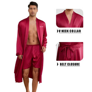Robes de nuit décontractées pour hommes, respirantes, à séchage rapide, en satin, coupe ample, manches longues, 100 % soie, style sublimation – Grande Vente - Product Image 2