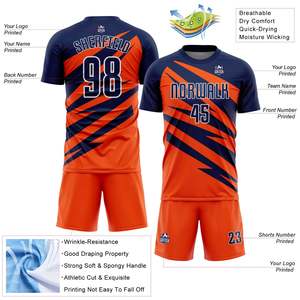 Ensemble d'uniformes de football professionnels pour hommes, vêtements d'équipe de football personnalisés, respirants, imprimés, à manches courtes, avec design de lettres, toutes saisons - Product Image 3