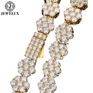 Export Premium Flower Shape <b>Silver</b> Gold Plated Moissanite Diamond Tennis Bracelet for <b>Men</b> & Women Gift From Indian Supplier - Product Image 3