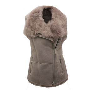 Veste sans manches en cuir et denim pour femmes, nouvelle mode chic d'hiver 2022, col en fourrure, style vintage, fermeture éclair, vêtements d'extérieur féminins - Product Image 1