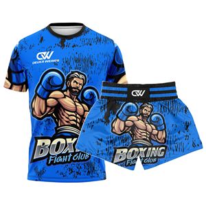 Conjunto de Entrenamiento de Artes Marciales Personalizado, Sublimado, Pantalones Cortos y Camiseta para Hombre, Secado Rápido, Conjunto de Entrenamiento de Kickboxing, Logotipo Personalizado, Venta al Por Mayor - Product Image 1