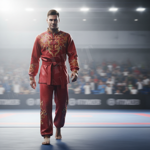 Uniforme de Artes Marciales de Kung Fu Tradicional Impreso a Medida, Conjunto de Uniforme de Karate, Wushu y Tai Chi con Diseño de Cadena Bordada Personalizado - Product Image 3
