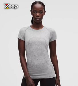 Camiseta Deportiva Ligera Informal para Mujer XEEP, Personalizable, Corte Holgado, Manga Corta, Transpirable, Cuello en V, Tejido con Letras - Product Image 1