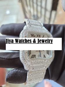 Moissanite Square Watch Brilliant Cut VVS1 Antique Hip Hop Luxury Fashion Quartz 40mm Stainless Steel Japanese Miyota - Product Image 2