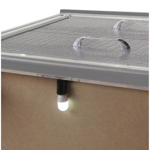 Comodino Moderno a Due Cassetti con Luci LED e Specchio Smussato, Finitura Cromata Argento, Accessori in Finto Cristallo - Product Image 5