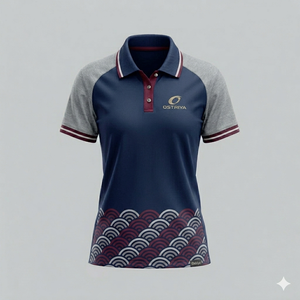 Women's Polo Shirt Blue Green Copper <b>Tree</b> Print 100% Polyester Short Sleeve Breathable Casual Knitted Sublimation Transfer Print - Product Image 5