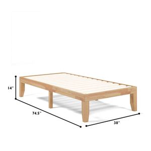 Struttura letto matrimoniale in legno da 14 pollici con supporto a doghe in legno di gomma, piattaforma letto in legno - Product Image 5