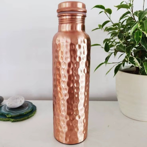 Botella de agua de cobre para almacenar agua alcalina, frasco de hidratación de metal puro, reutilizable, ecológico, que apoya la rutina de desintoxicación natural. - Product Image 1