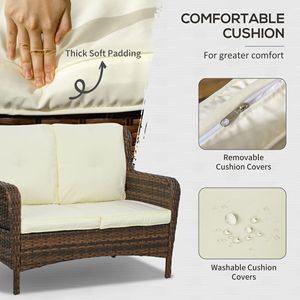 Set Divano da Esterno in Rattan Resistente alle Intemperie da 4 Pezzi con Sedie Girevoli a Dondolo per Giardino - Product Image 5