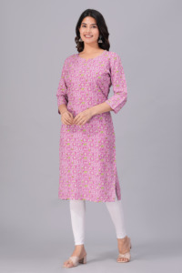 Women Pink Printed <b>Kurti</b> Ethnic Casual Wear <b>Kurti</b>, Embroidery Work <b>Kurti</b> , Trendy <b>Kurti</b> , New Kurta - Product Image 3