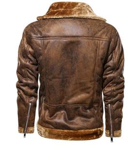 Fine Quality <b>Men's</b> Brown Genuine Leather Aviator Bomber <b>Jacket</b> With Faux Fur Lining Zipper Closure Winter <b>Warm</b> Moto Style Coat - Product Image 3