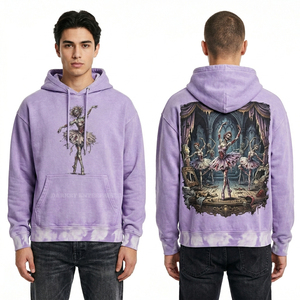 Sweat-shirt à capuche personnalisé rose corail pour homme, motif 'Undead Beach Party', style streetwear vintage vieilli, coupe oversize en coton - Product Image 5