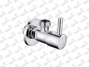 Robinet d'angle chromé avec poignée à point bleu, filetage femelle 1/2 pouce pour alimentation en eau, raccords sanitaires et plomberie - Product Image 4