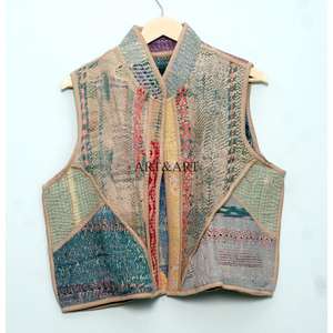 Nouvelle veste sans manches en coton Kantha indien fait main, best-seller, multicolore, patchwork, décontractée, respirante - Product Image 6