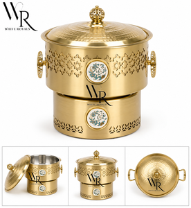 Ramadan Arrival Luxury Golden Finished Chafing Dish Buffet Serveware for Middle East Majlis Party Gatherings Food Warmer Serving - Product Image 1
