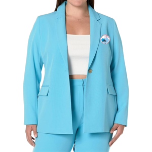 Blazer Largo Azul Cielo para Mujer, Corte Entallado, Frente Abierto, Ropa Formal de Oficina, Estilo Casual de Negocios, Prenda de Moda - Product Image 1