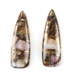 Ópalo Rosa Natural, Concha de Abulón y Cobre, 10x30mm, Corte Trillón, Base Plana, Cabujón Calibrado, Proveedor Mayorista de Gemas Sueltas - Product Image 1
