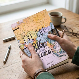 <b>A5</b> Vintage World Map Handmade Lock Diary | Eco Friendly Hardcover Travel Journal Planner with Compass Design Artistic Gift Set - Product Image 3