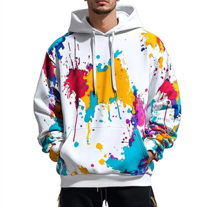 Sweat à capuche de sublimation OEM ODM pour homme, coupe oversize à épaules tombantes, vierge, personnalisable, effet encre, imprimé, streetwear - Product Image 3