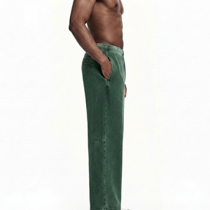 Pantalones de chándal de hombre teñidos, de punto, de pierna ancha, estilo jogger, de ajuste relajado, de algodón grueso, con cordón, informales, para estar en casa - Product Image 6