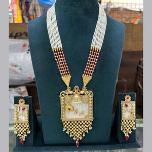 Collier plaqué or pierre Pota et perle Meenakari 10581335WH ensemble de bijoux fins - Product Image 1