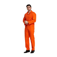 Combinaison de travail orange pour hommes, manches longues, haute visibilité, uniforme de sécurité en coton pour usage industriel