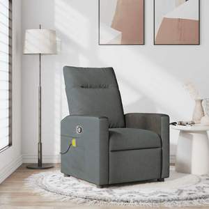 Fauteuil inclinable de massage en tissu gris foncé - Product Image 1