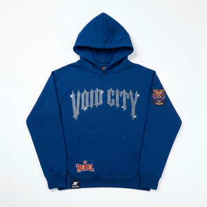 Custom Men's BLUE Vintage Washed Breathable Winter Patch Hoodie Shorts <b>Set</b> Heavyweight Cotton Streetwear OEM Private Label - Product Image 3