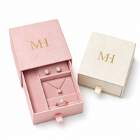 Boîte cadeau magnétique de luxe personnalisée, écologique et recyclable, avec plateau en velours, tiroirs, vente en gros, rose, crème, doré à chaud