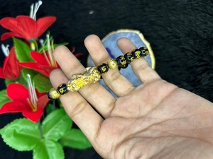 Bracelet Pixiu en obsidienne noire naturelle, bracelet en pierres précieuses polies, bijoux Feng Shui pour la prospérité, cadeau - Product Image 5