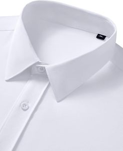 Camisa de Vestir Blanca de Manga Corta para Hombre, 100% Algodón, con Botones de Cuerno, Transpirable, Cuello Clásico, Popelina Antiarrugas, Formal, para Primavera - Product Image 3