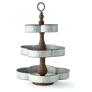 Support à gâteau en métal martelé de luxe à 3 niveaux avec finition dorée, présentoir à desserts et fruits pour mariage et fête d'anniversaire - Product Image 2