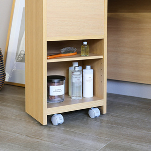Modern Brown Lockable <b>Storage</b> <b>Cabinet</b> with 4 Drawers Wheels Mirror Minimalist Design Wood Living Room & Home Office Furniture - Product Image 5