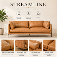 Luxuriöses Echtleder-Sofa Modernes Zweisitzer-Sofa Umweltfreundlich Edelstahl-Beine Wohnzimmer Apartment Hotel Lounge Villa Möbel